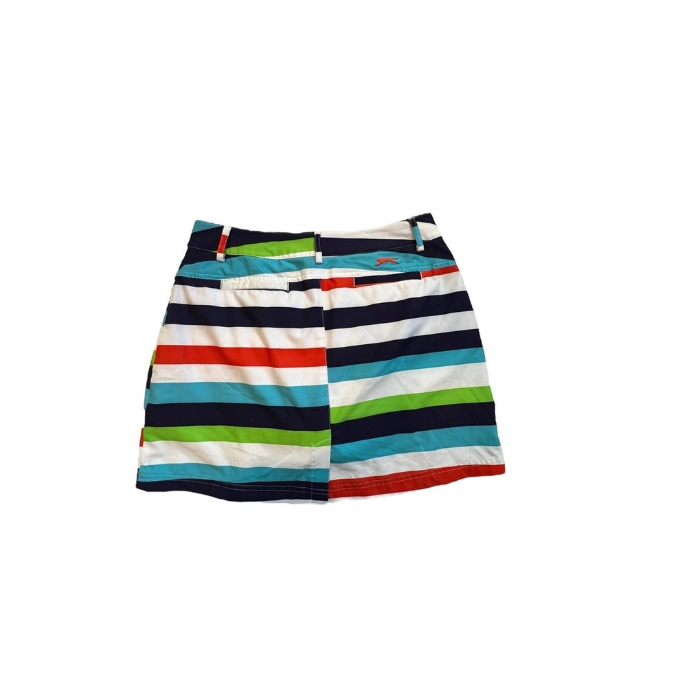 Slazenger Skort Size 2 A-Line Knee Length Multicolor Striped Pockets TENNIS GOLF